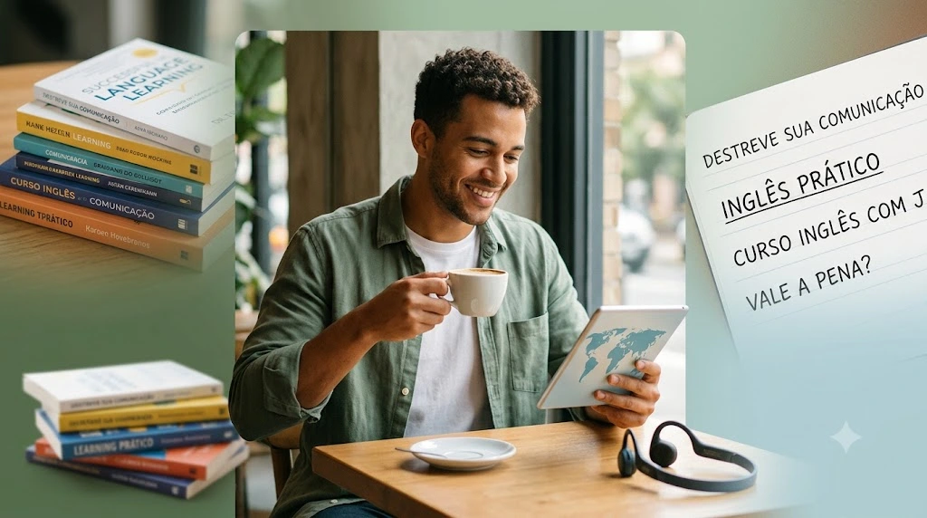 Homem estudando online para saber se o Curso Inglês com J vale a pena?